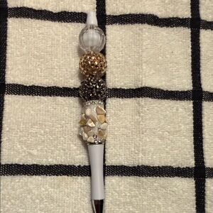 Luxurious Beaded Pen with Gold and Silver Accents